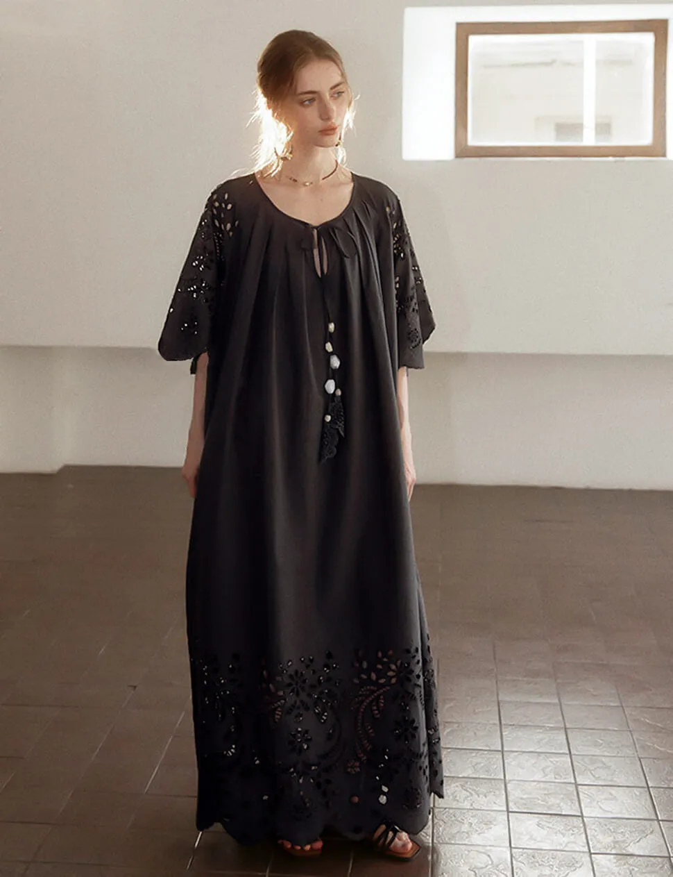 Black Eyelet Embroidered Dress -PREORDER sold by Pixie Market product image thumbnail 2
