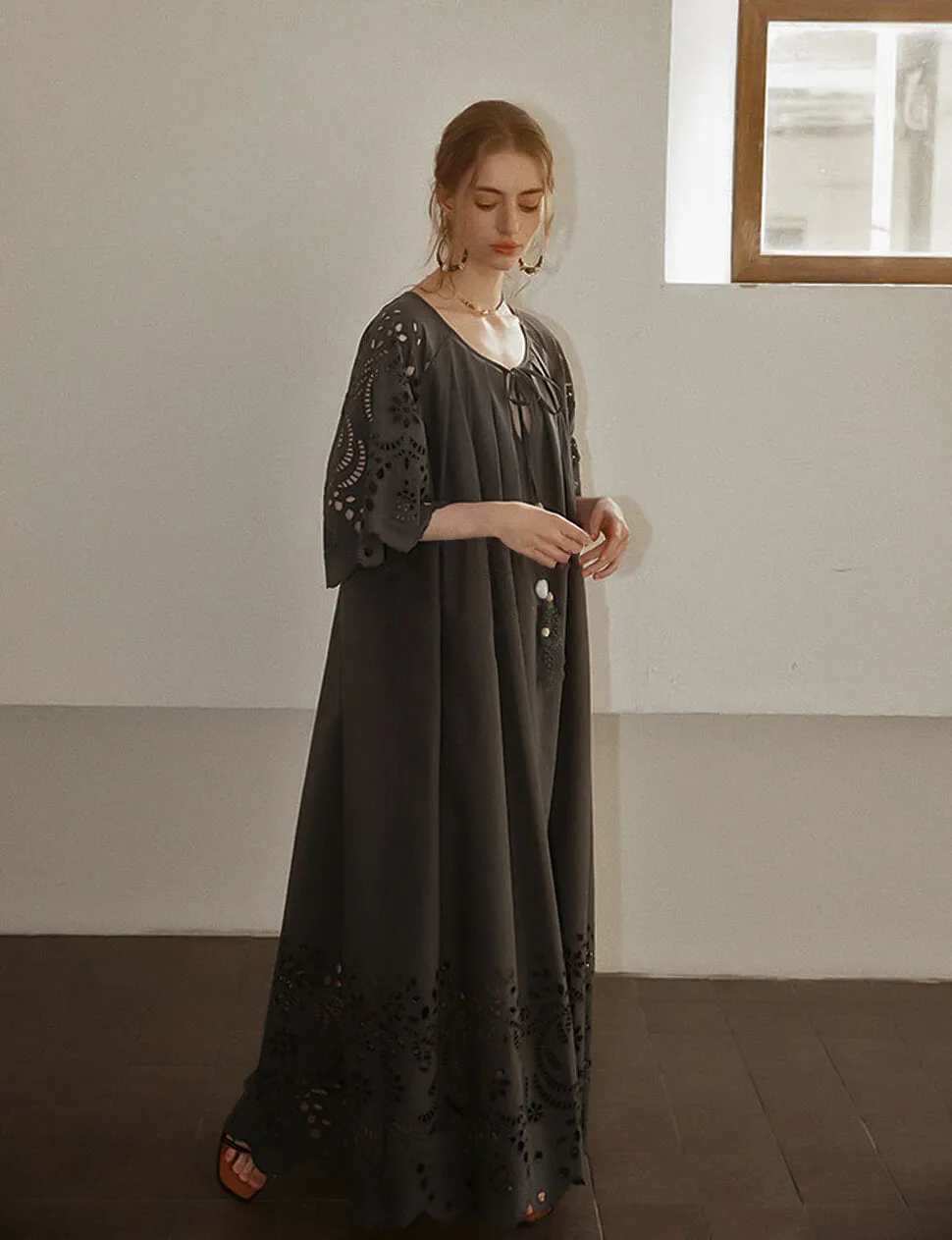 Black Eyelet Embroidered Dress -PREORDER sold by Pixie Market product image thumbnail 4