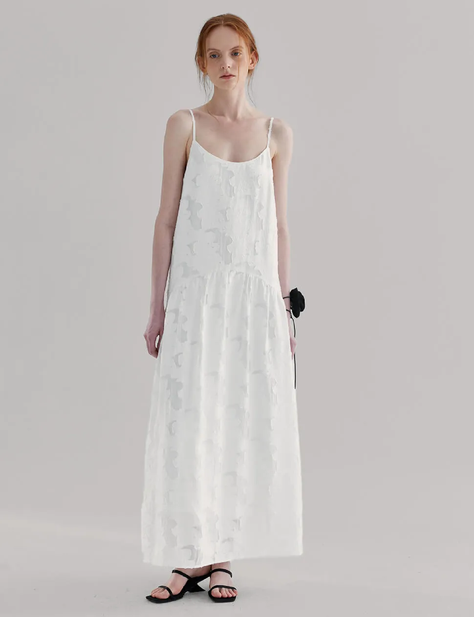 White Textured Drop Waist Dress sold by Pixie Market