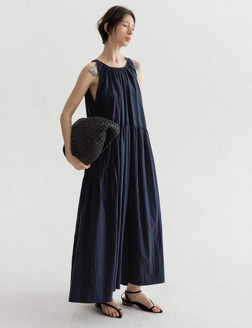 Navy Tier Dress sold by Pixie Market