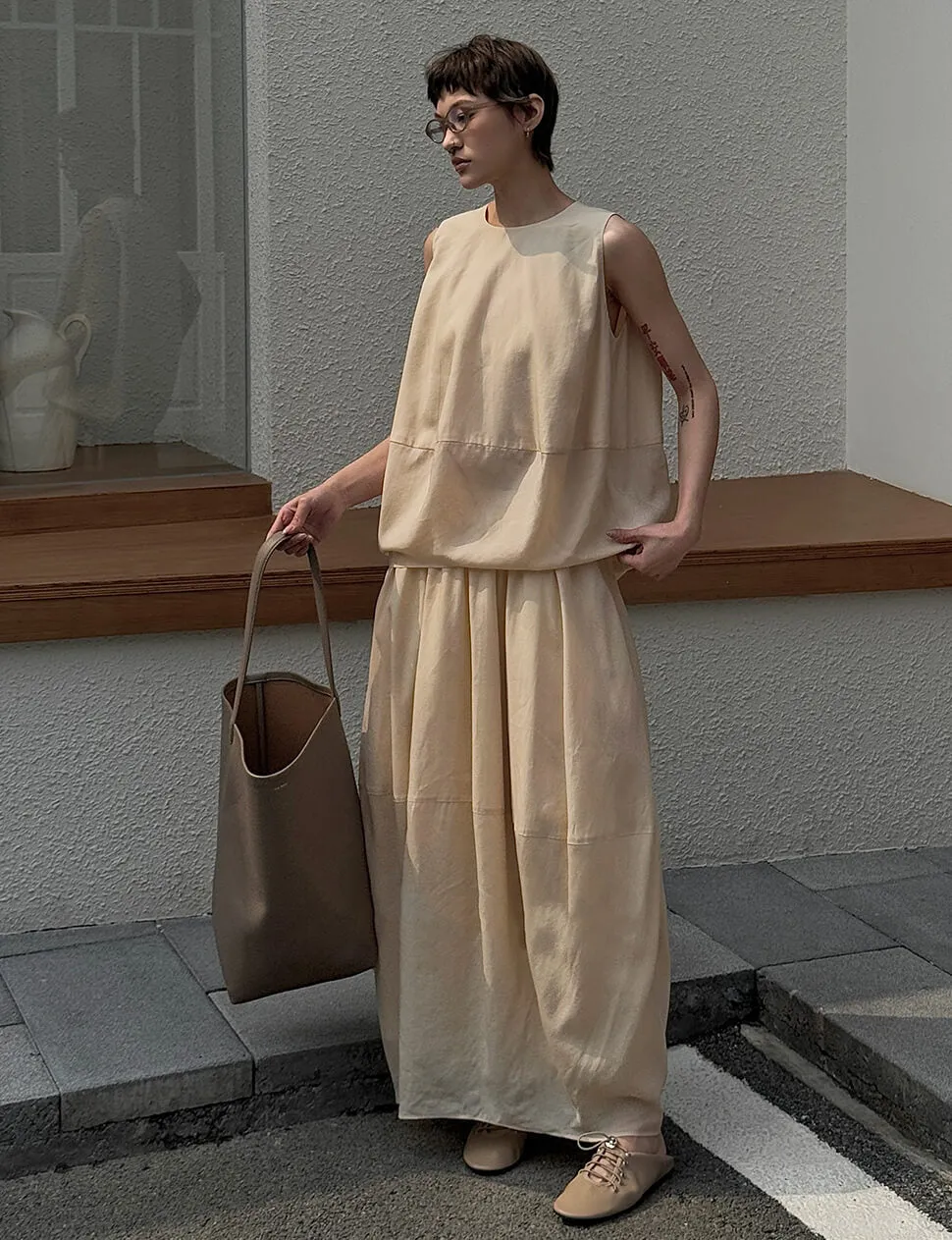 Beige Parachute Skirt sold by Pixie Market