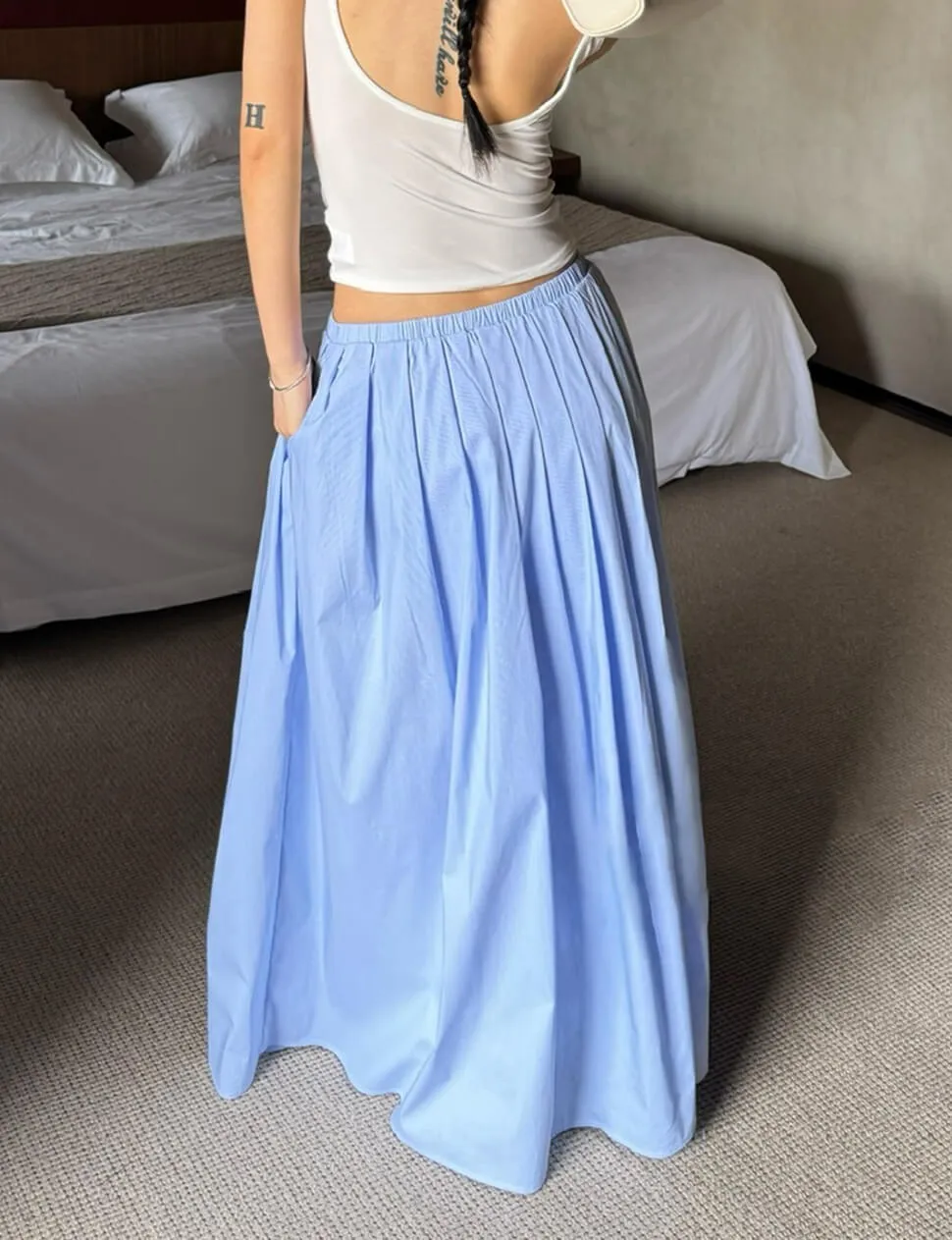 Blue Pin-Stripe Full Skirt -PREORDER sold by Pixie Market product image thumbnail 5