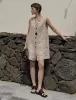 Linen Button Romper-PREORDER sold by Pixie Market