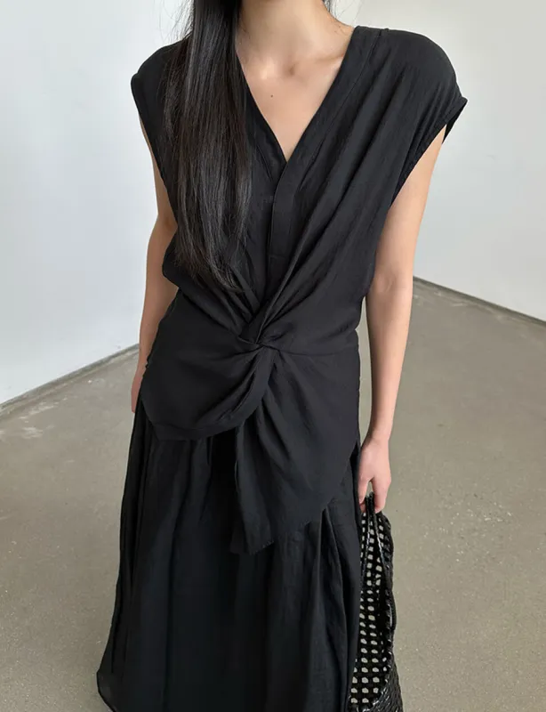 Black Twist Front Top sold by Pixie Market