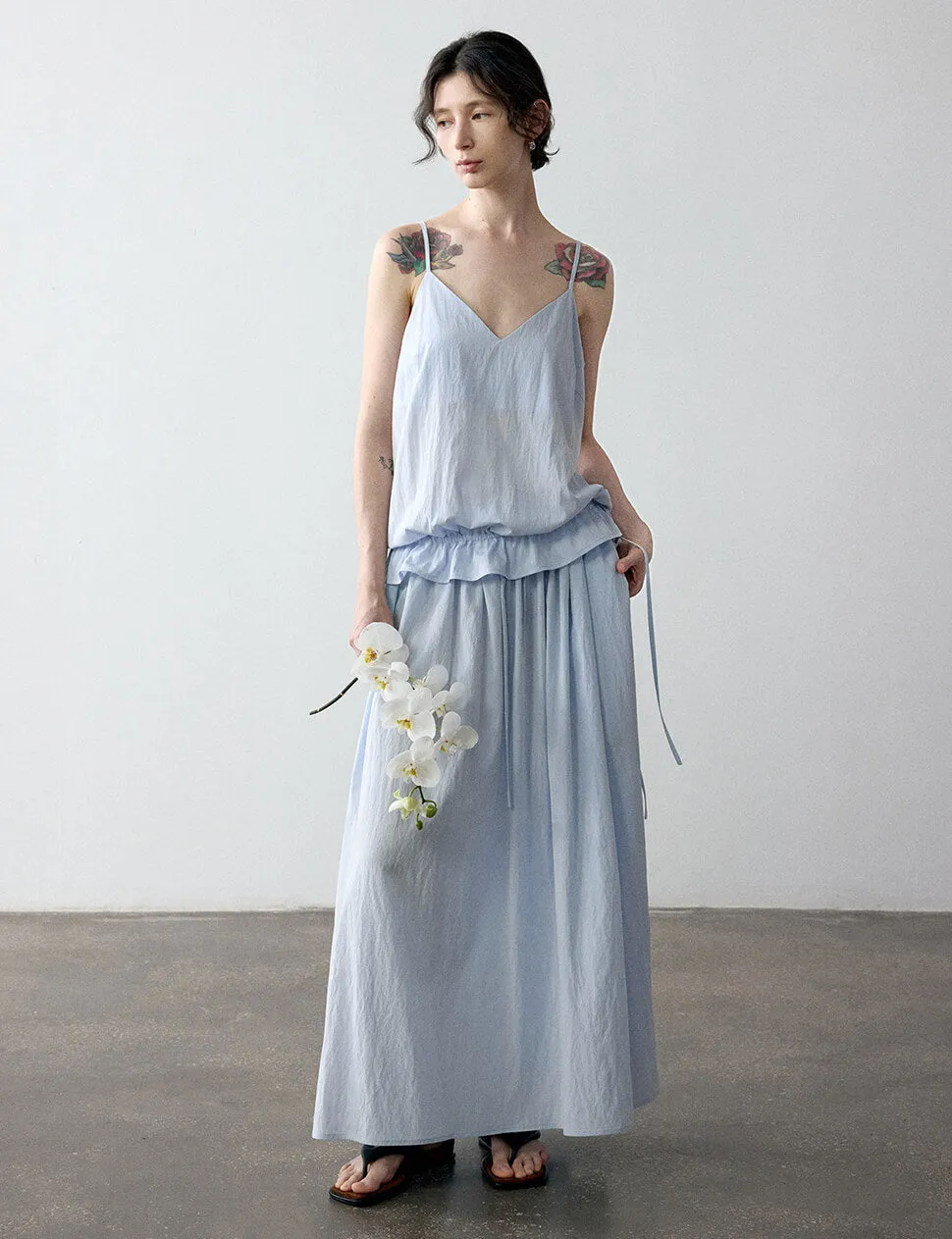 Pale Blue Peplum Tank -PREORDER sold by Pixie Market