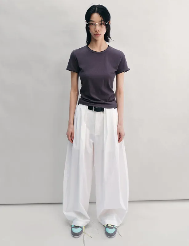 White Pleated Barrel Leg Pants sold by Pixie Market