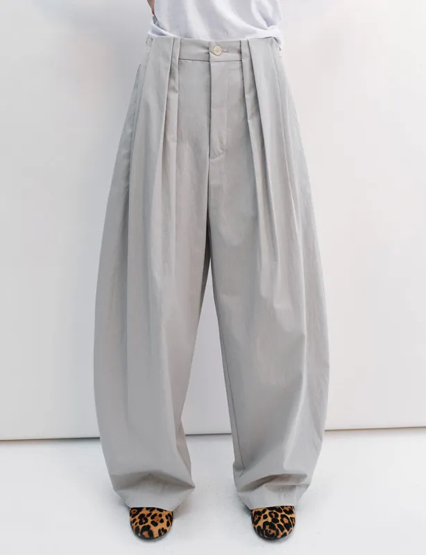 Pale Grey Pleated Barrel Leg Pants sold by Pixie Market