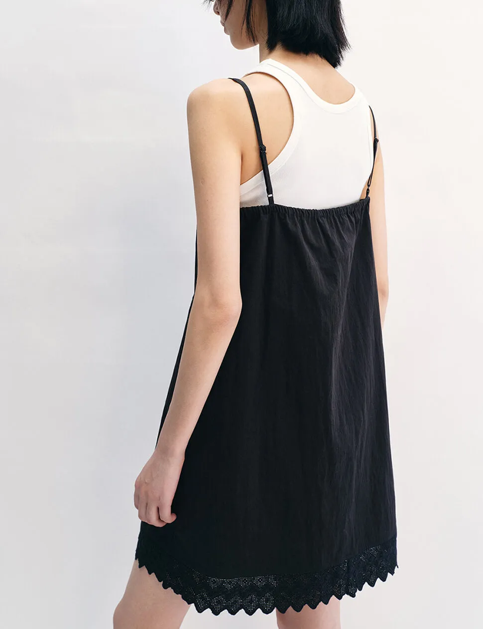 Black Scalloped Lace Tank Dress -PREORDER sold by Pixie Market product image thumbnail 4