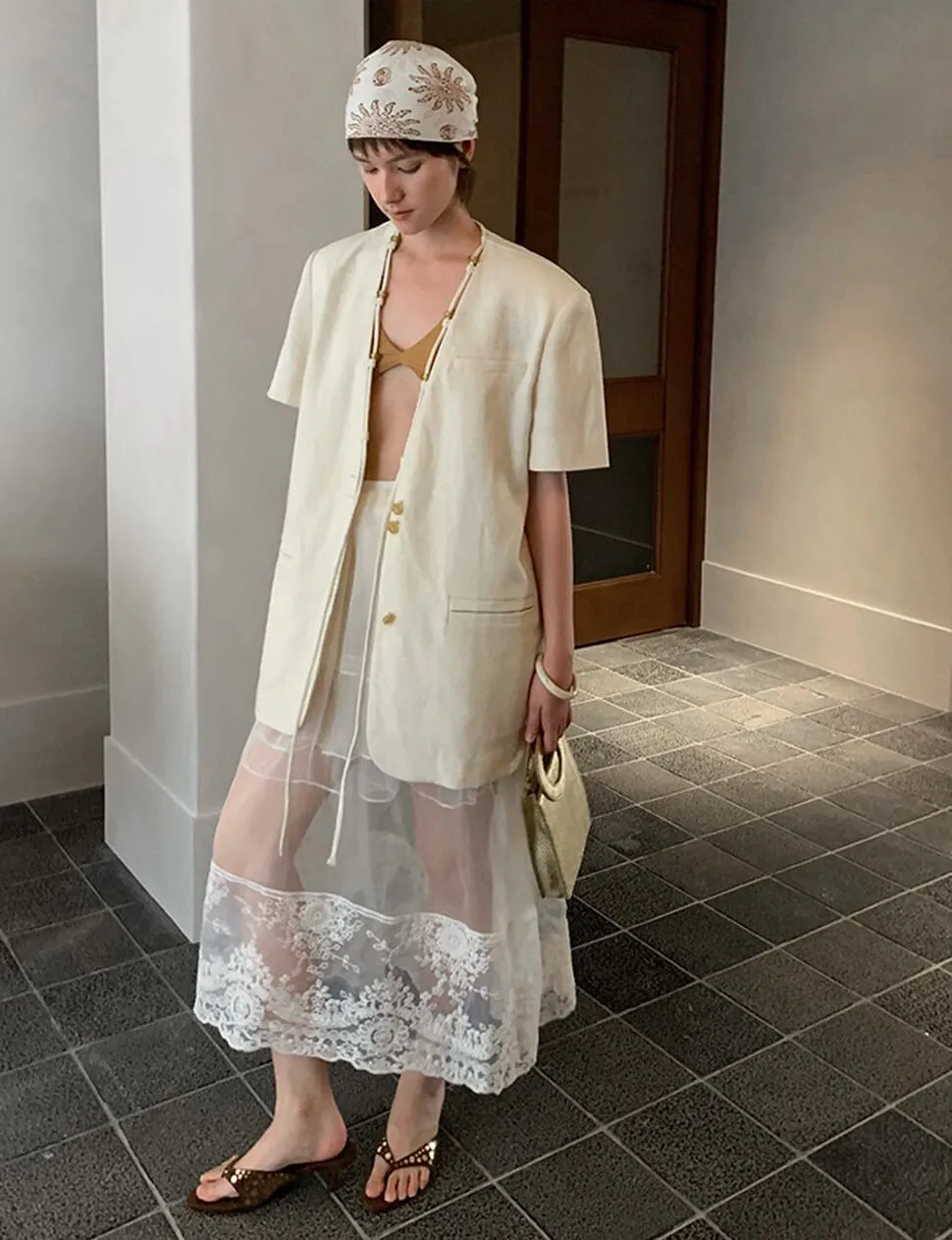 Sheer Lace Midi-Skirt sold by Pixie Market product image thumbnail 3