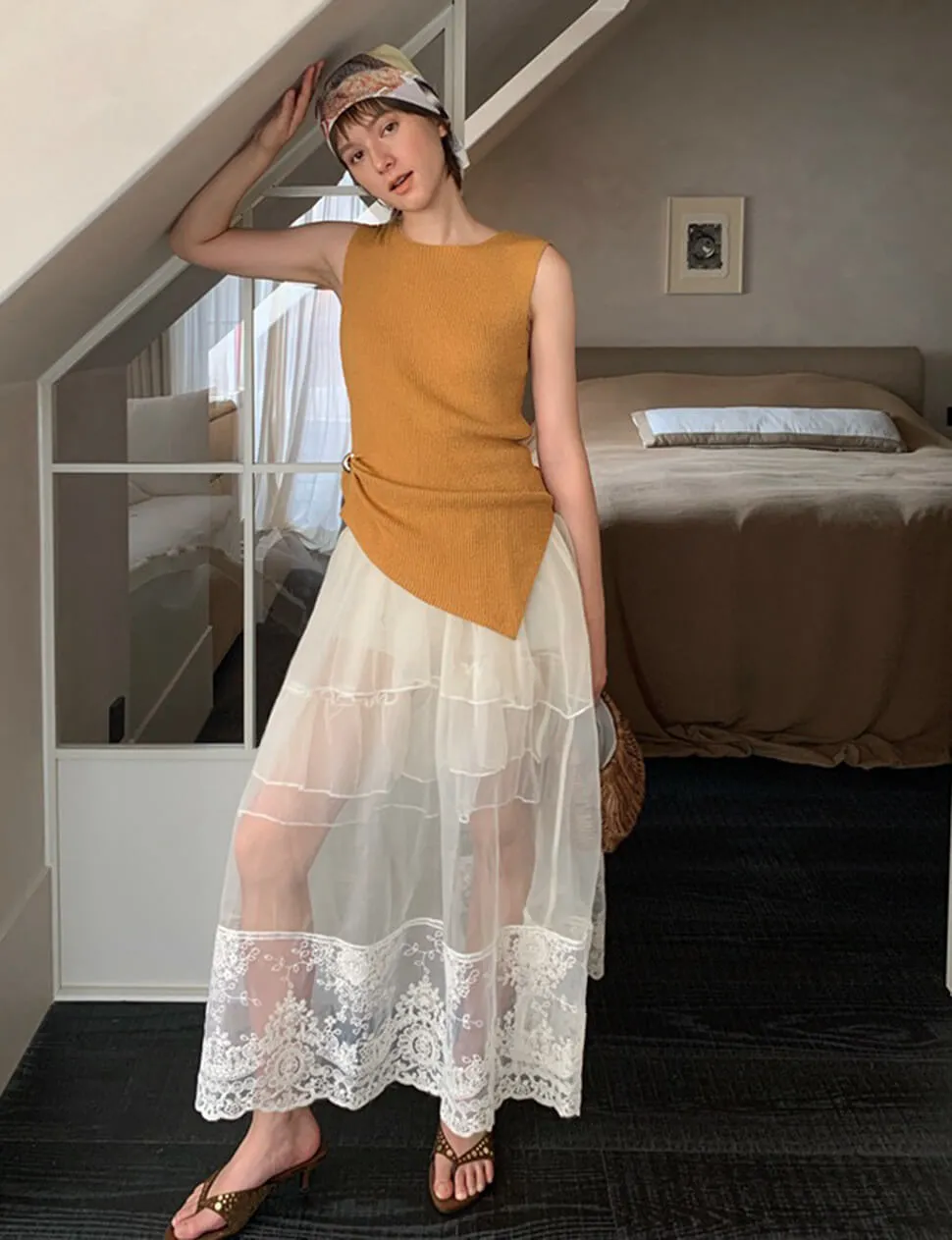 Sheer Lace Midi-Skirt sold by Pixie Market product image thumbnail 2