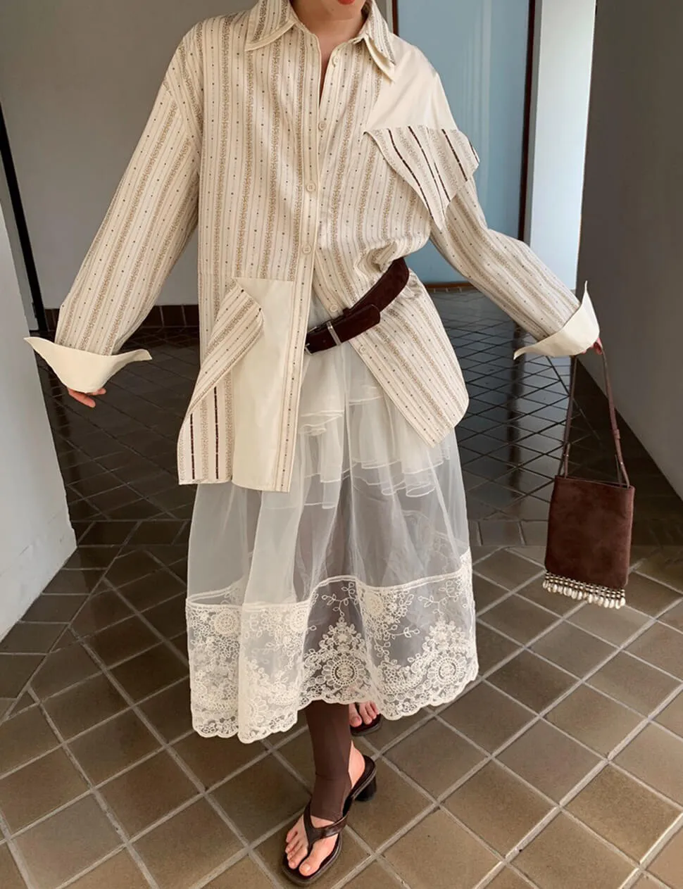 Sheer Lace Midi-Skirt sold by Pixie Market product image thumbnail 4