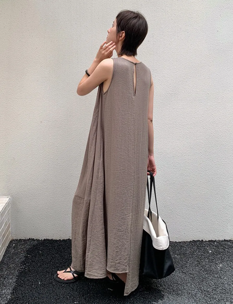 Mocha Asymmetric Dress -PREORDER sold by Pixie Market product image thumbnail 2