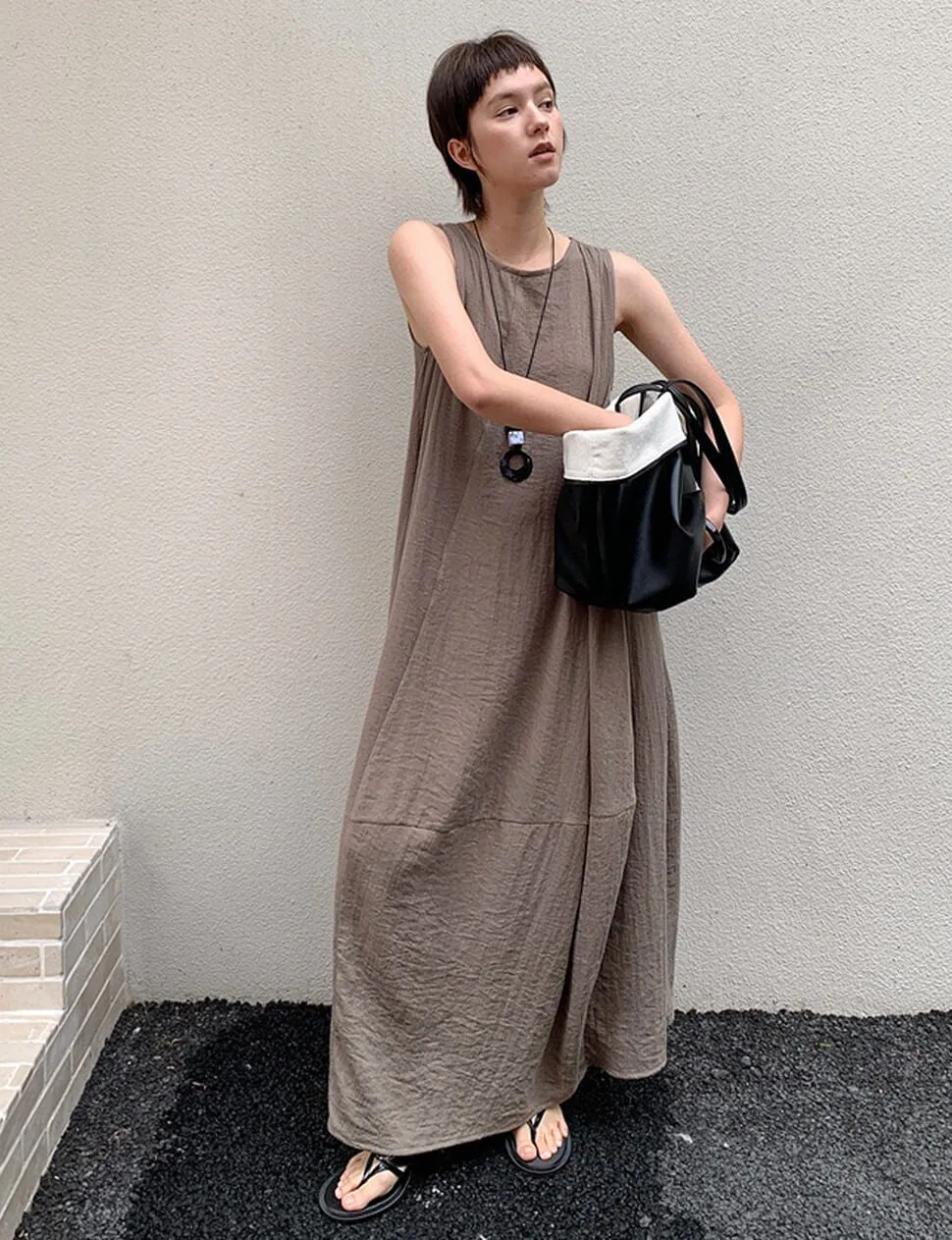 Mocha Asymmetric Dress -PREORDER sold by Pixie Market