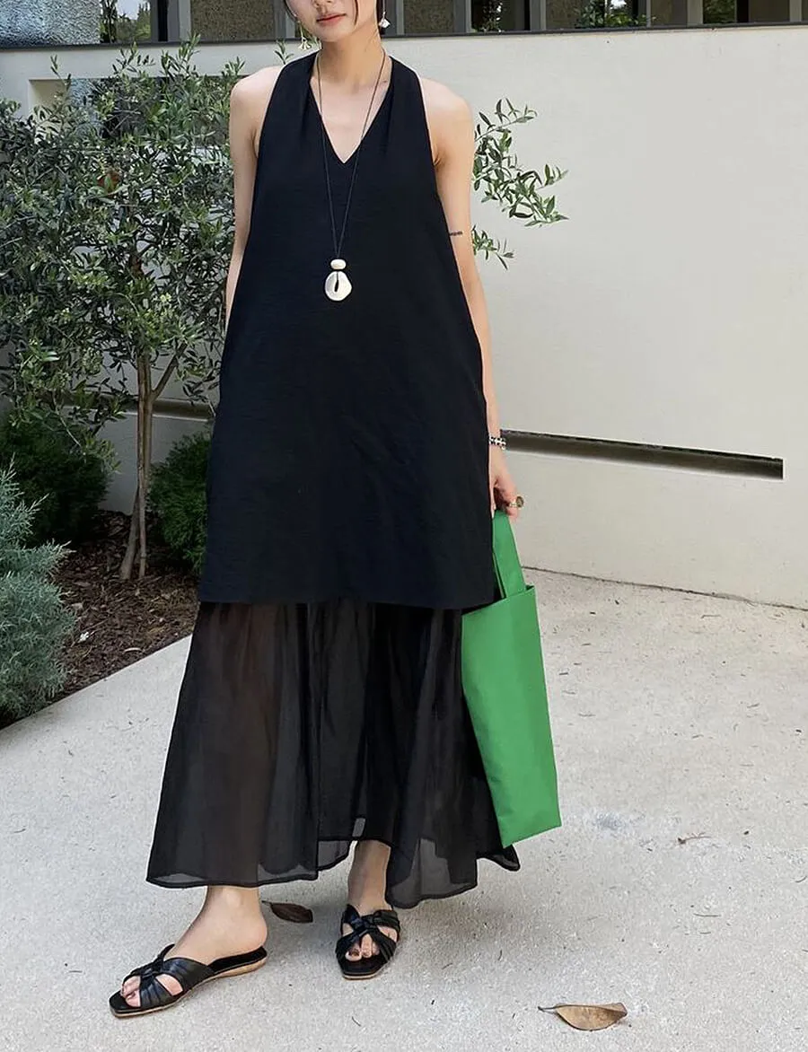 Dakota Layered Dress in Black sold by Pixie Market