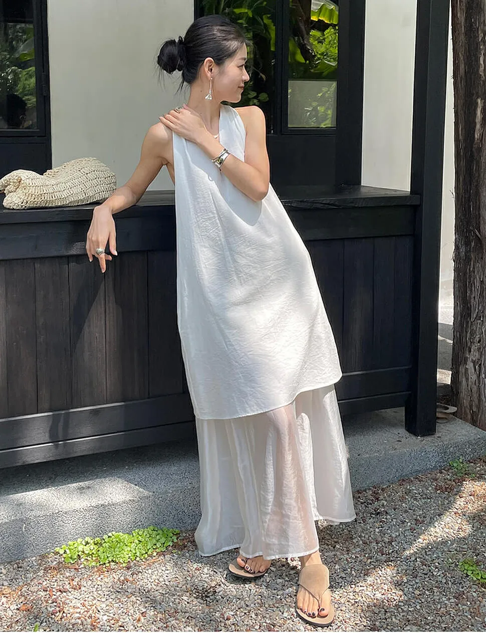 Dakota Layered Dress in White sold by Pixie Market