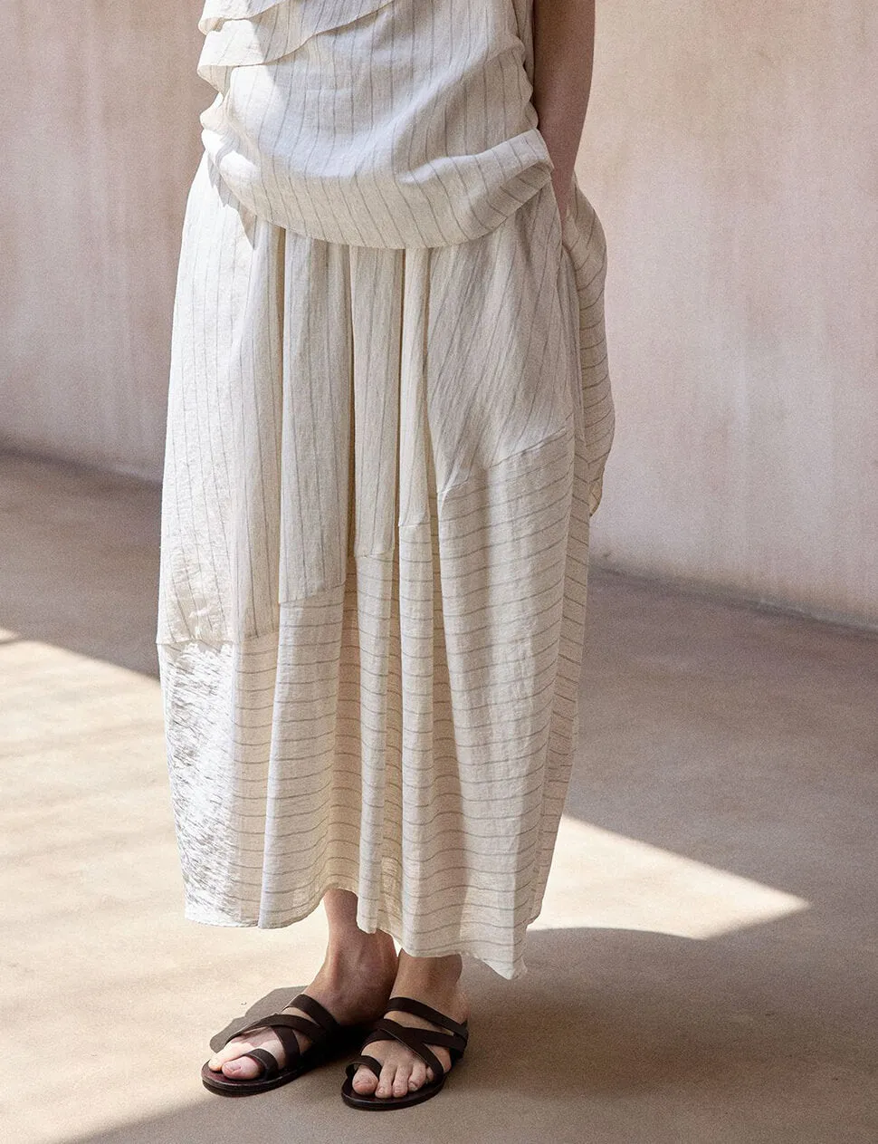 Cream Striped Cocoon Skirt sold by Pixie Market product image thumbnail 3