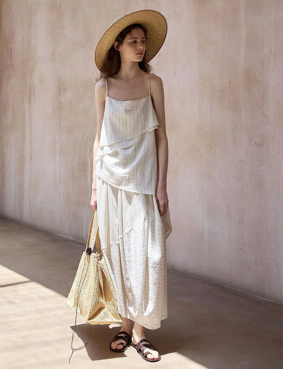 Cream Striped Cocoon Skirt sold by Pixie Market product image thumbnail 2