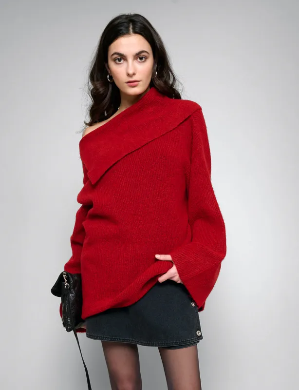 Red off-the-Shoulder Sweater sold by Pixie Market