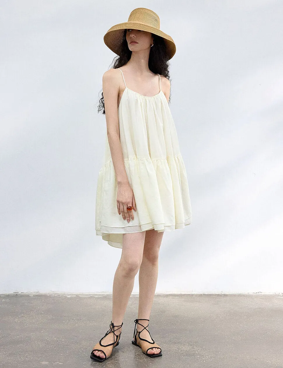 Pale Yellow Tier Mini-Dress sold by Pixie Market product image thumbnail 3