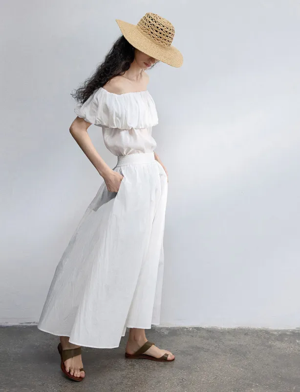 White Off-the-Shoulder Scrunchie Top-PREORDER sold by Pixie Market