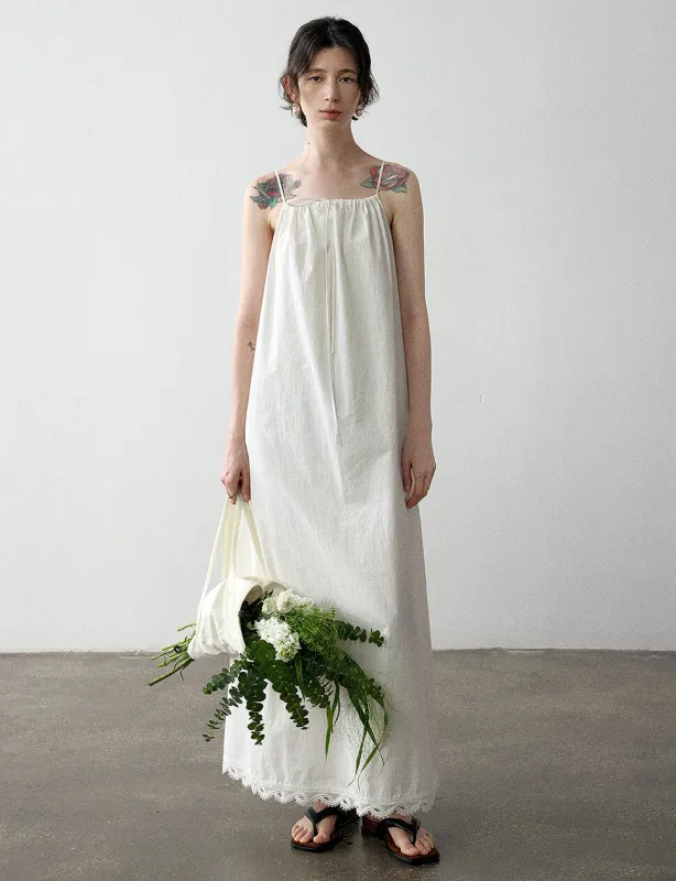 Lace Hem Dress in White -PREORDER sold by Pixie Market