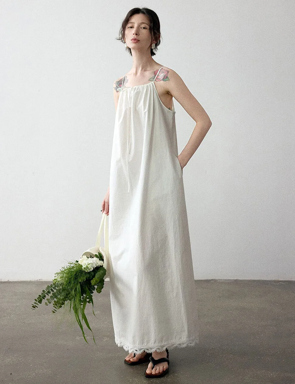 Lace Hem Dress in White -PREORDER sold by Pixie Market product image thumbnail 2