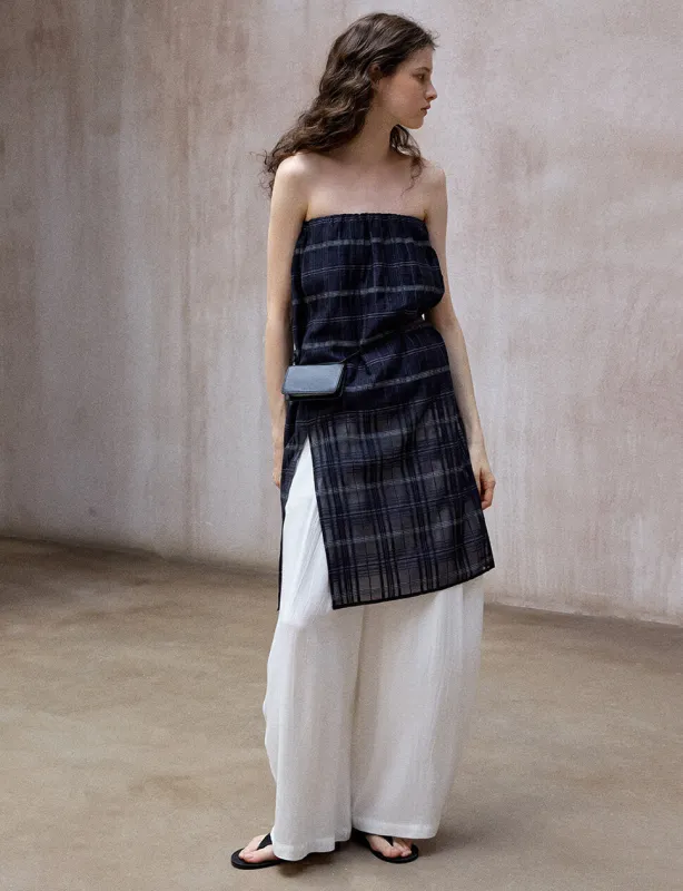 Navy Plaid Tube-Tunic Top-PREORDER sold by Pixie Market