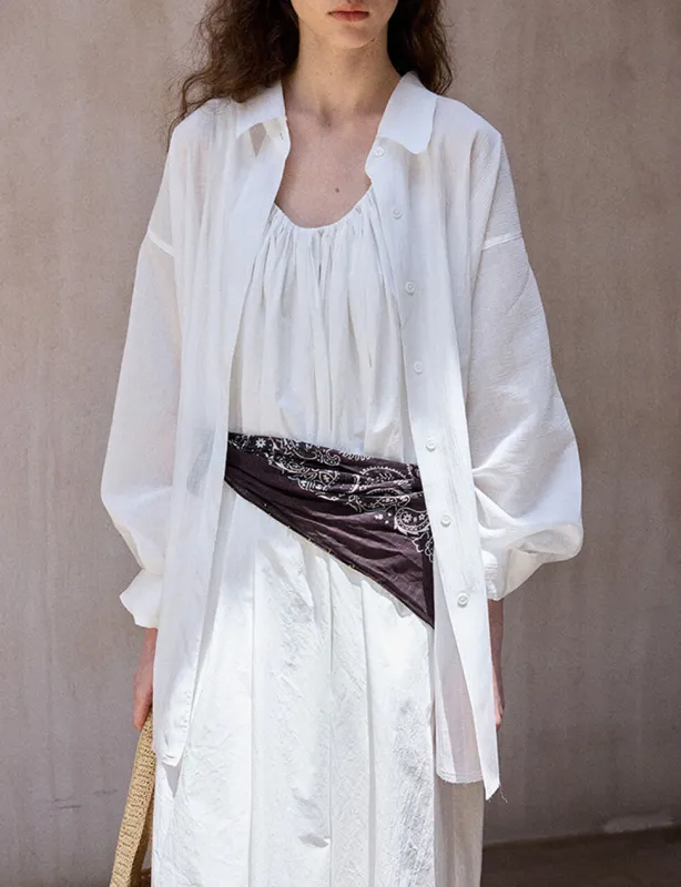 White Semi-Sheer Oversized Shirt -PREORDER sold by Pixie Market
