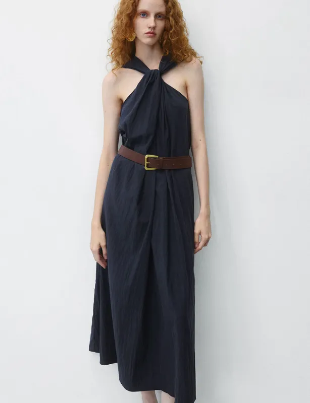 Navy Halter Dress sold by Pixie Market