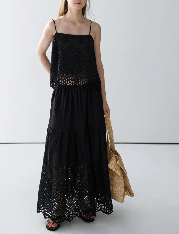 Black Eyelet Tank sold by Pixie Market