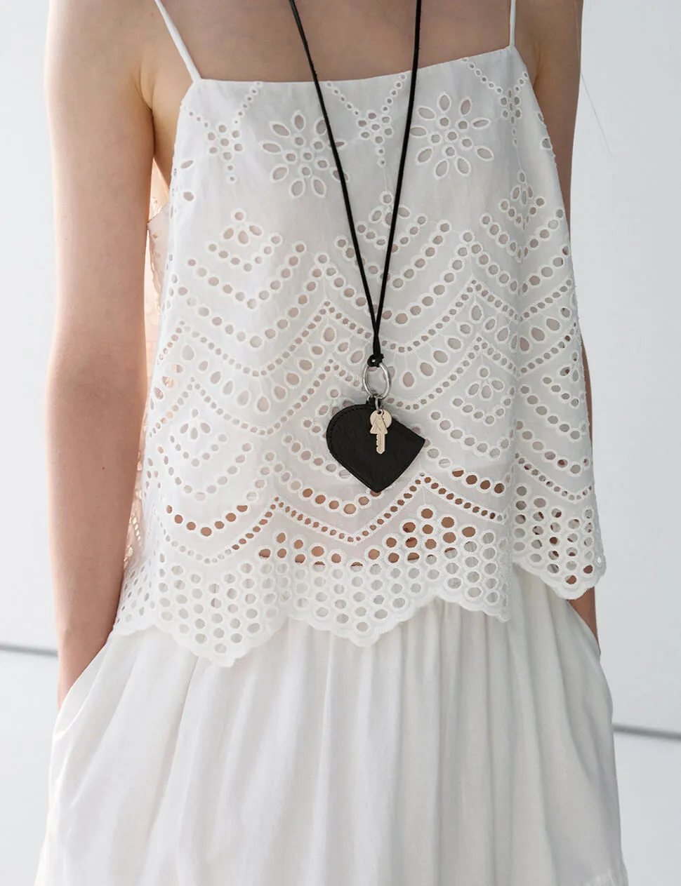 White Eyelet Tank sold by Pixie Market