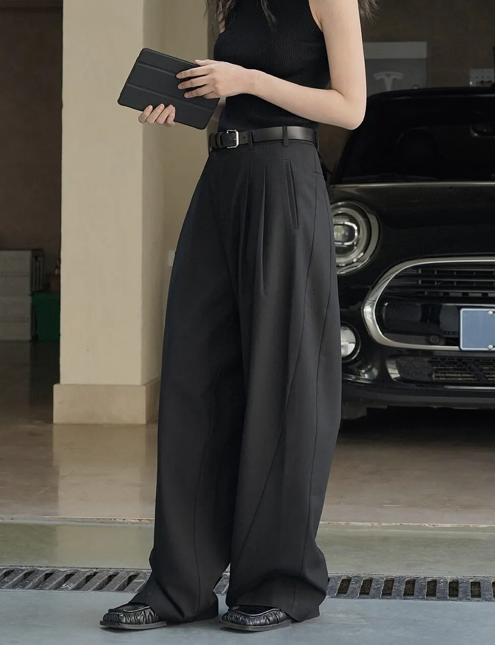 Leo Black Barrel Leg Pants sold by Pixie Market product image thumbnail 3