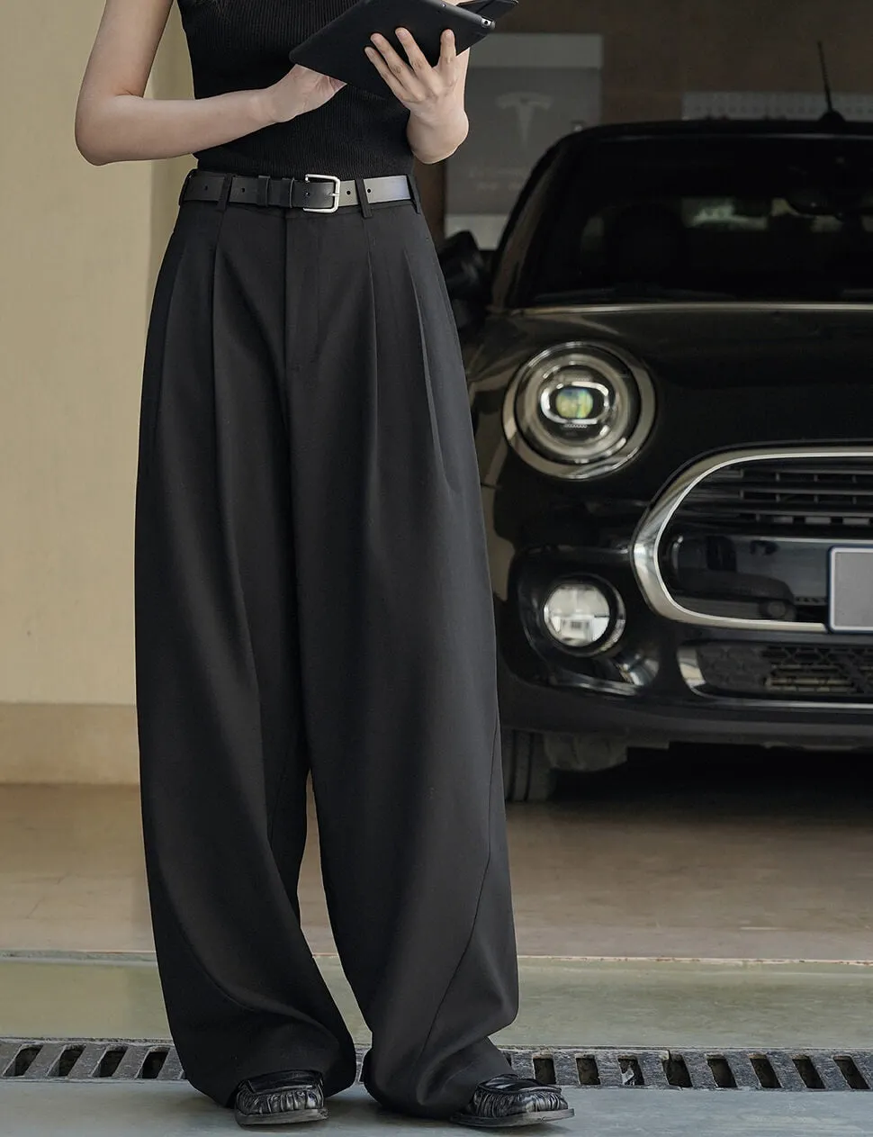 Leo Black Barrel Leg Pants sold by Pixie Market product image thumbnail 4