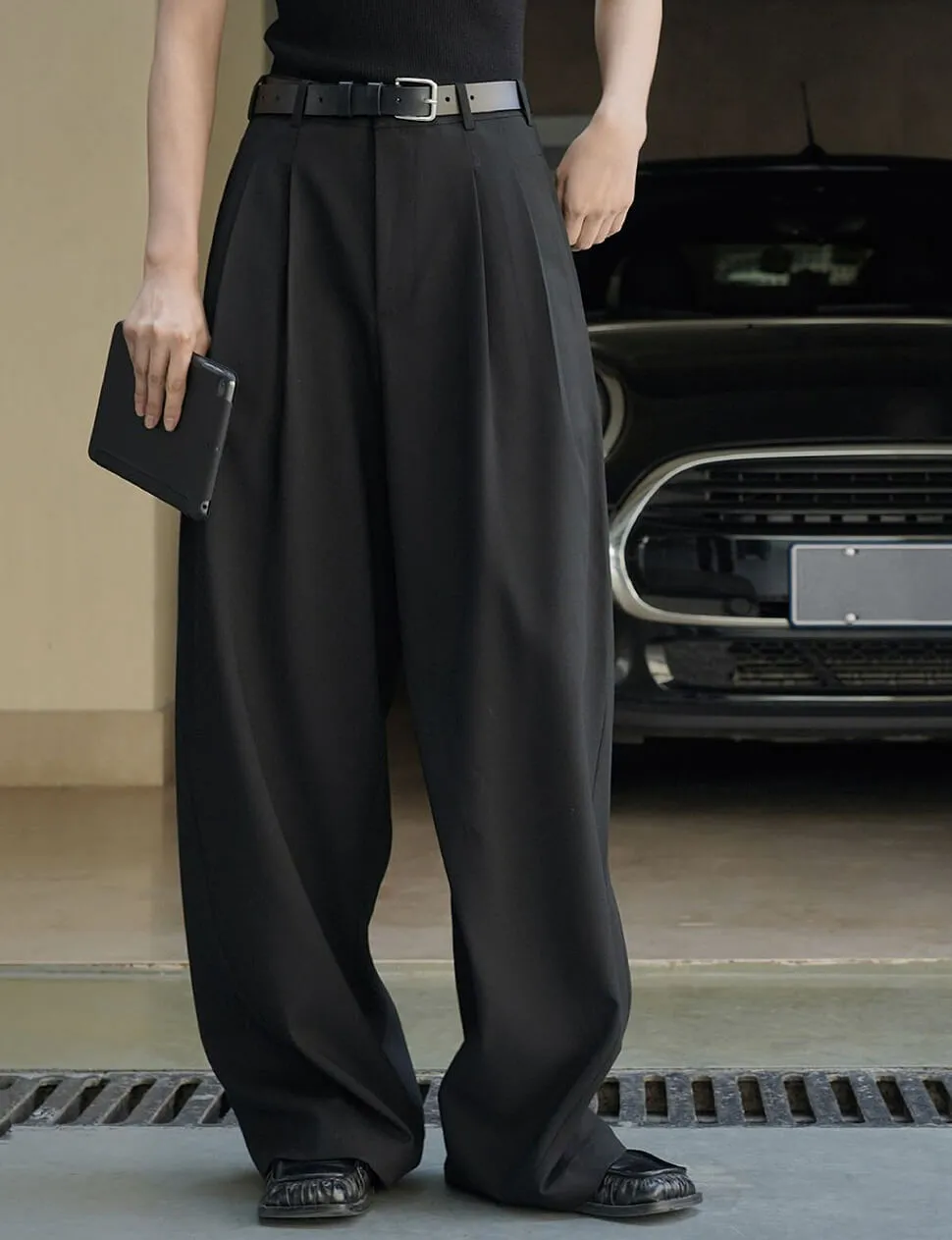 Leo Black Barrel Leg Pants sold by Pixie Market product image thumbnail 2