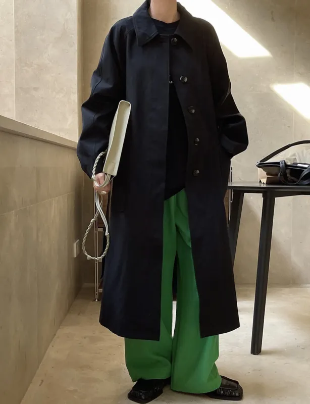 Black Twill Oversized Trench -PREORDER sold by Pixie Market