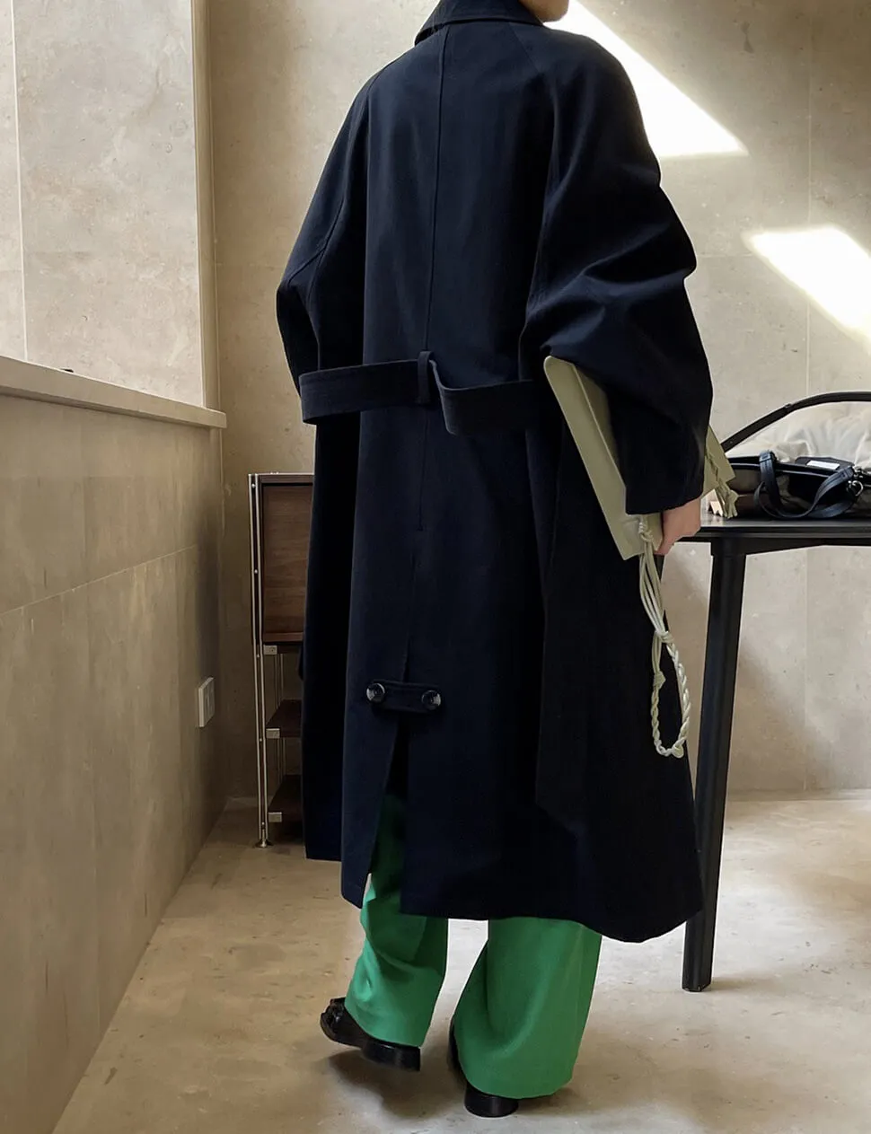 Black Twill Oversized Trench -PREORDER sold by Pixie Market product image thumbnail 5