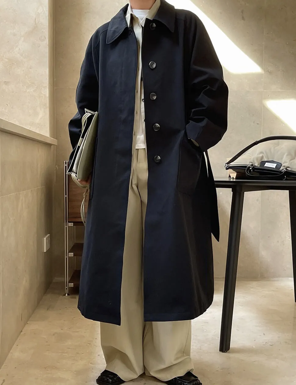 Black Twill Oversized Trench -PREORDER sold by Pixie Market product image thumbnail 3