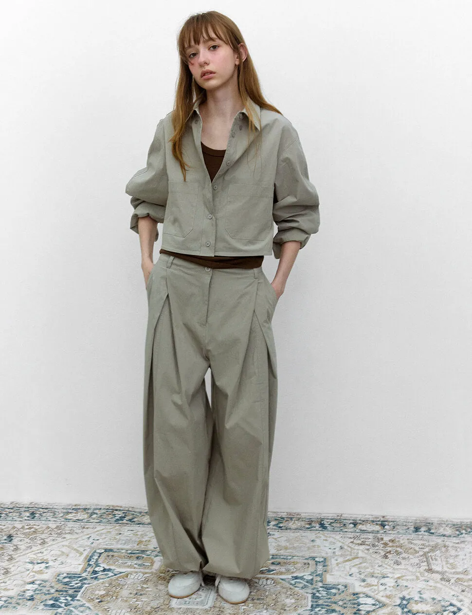 Grey Crop Pocket Shirt sold by Pixie Market