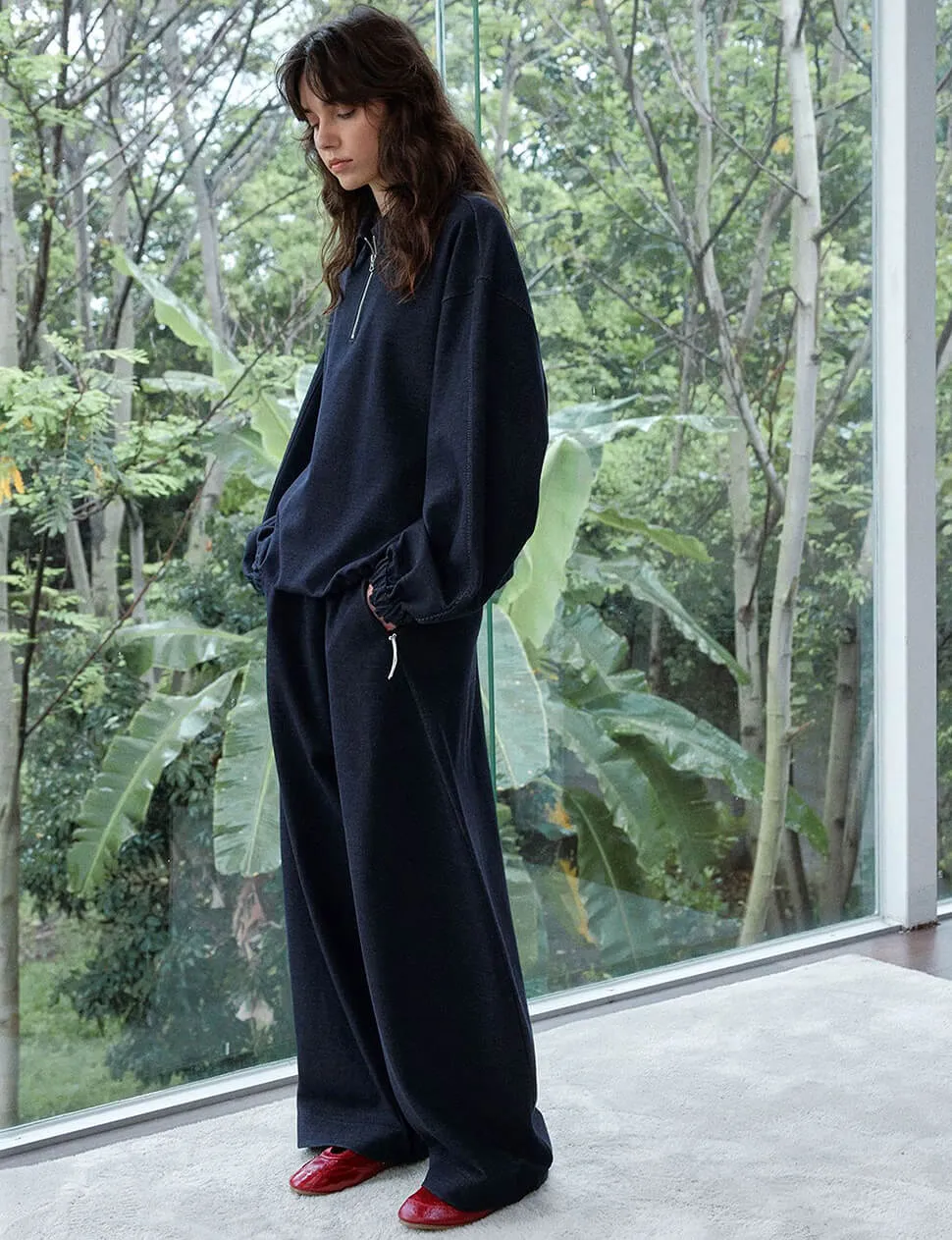Navy Collar Zip Sweatshirt sold by Pixie Market product image thumbnail 3