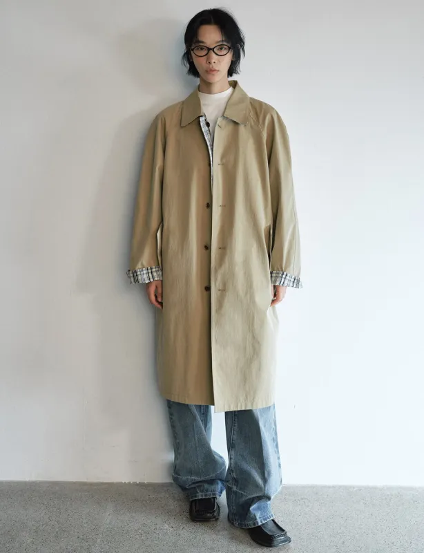 Khaki Plaid Reversible Trench Coat sold by Pixie Market