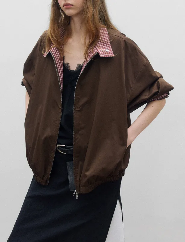 Brown Plaid Bomber Jacket sold by Pixie Market