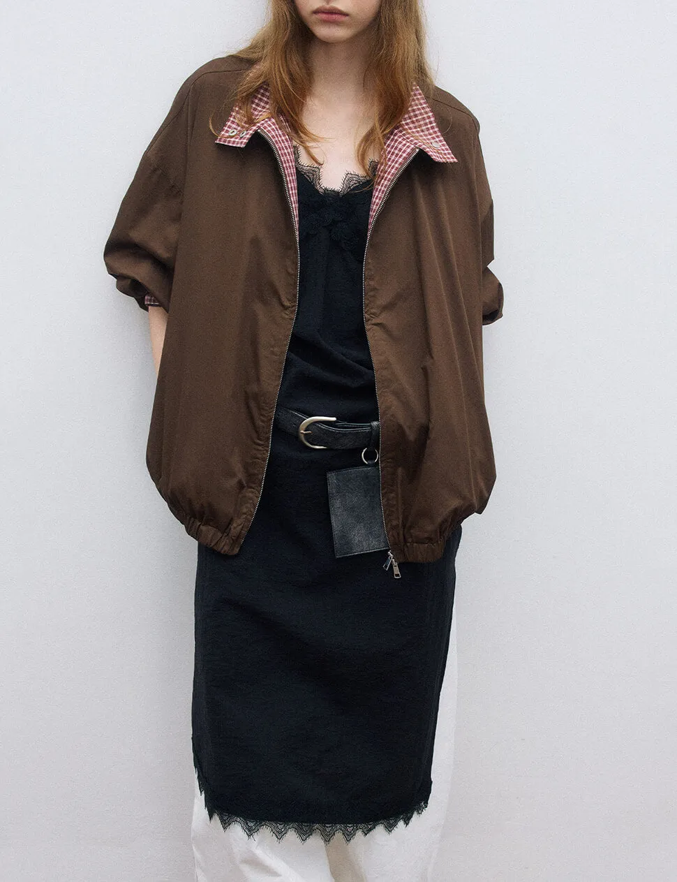 Brown Plaid Bomber Jacket sold by Pixie Market product image thumbnail 5