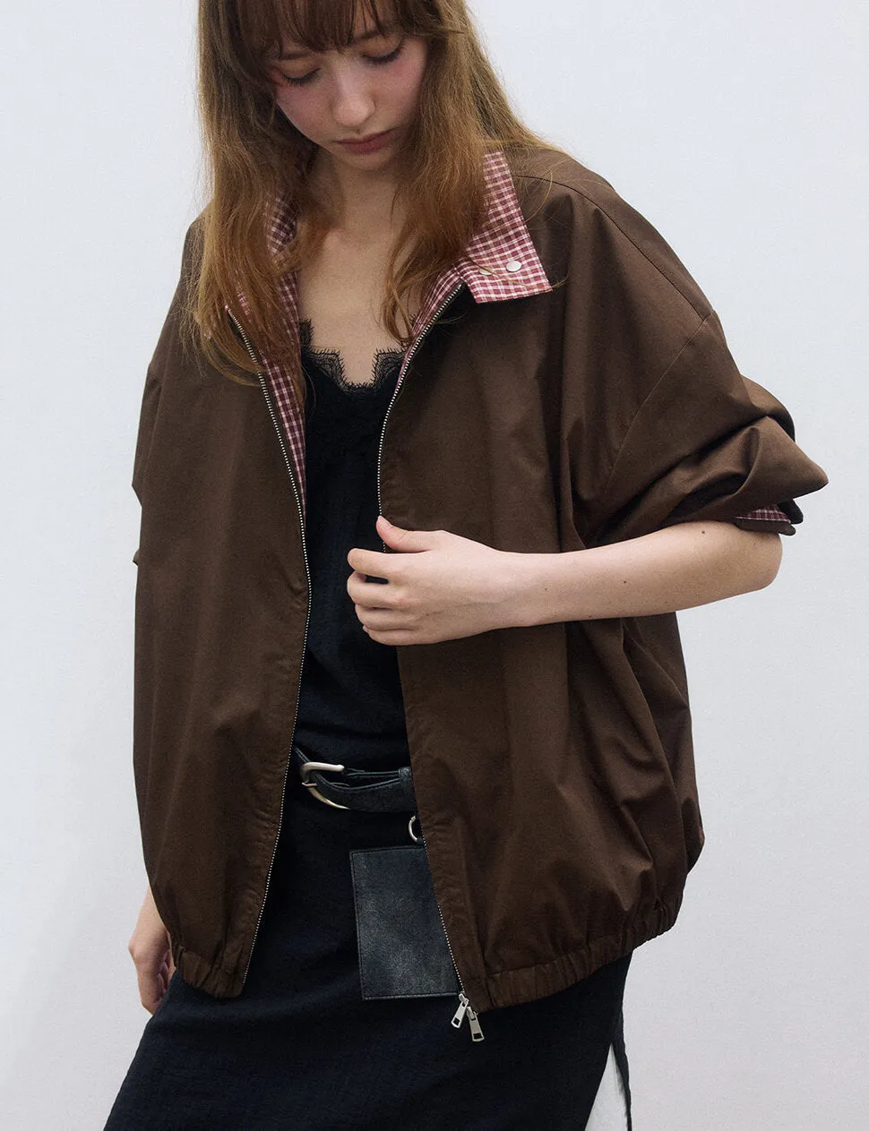Brown Plaid Bomber Jacket sold by Pixie Market product image thumbnail 4