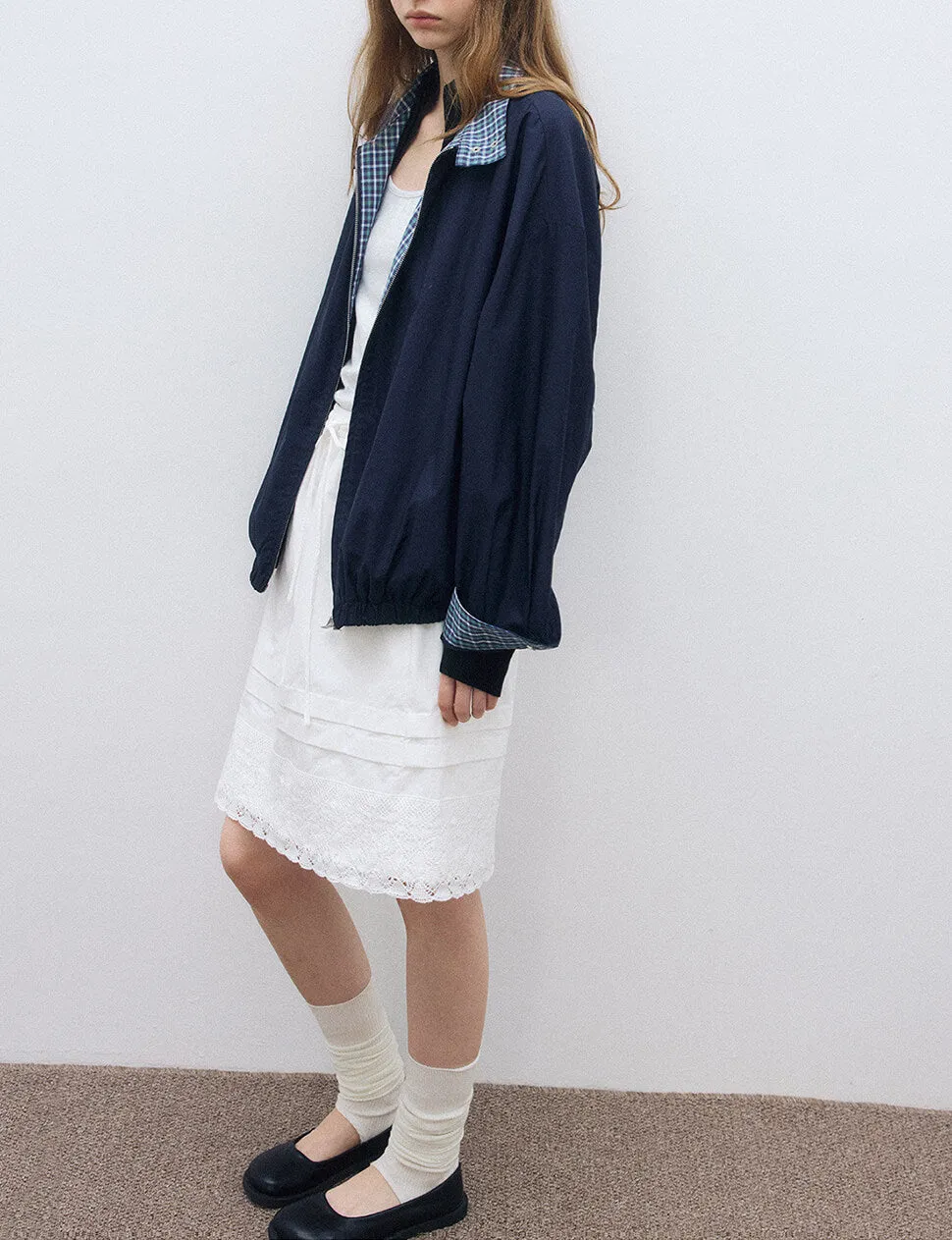 Navy Plaid Bomber Jacket-BESTSELLER sold by Pixie Market product image thumbnail 5