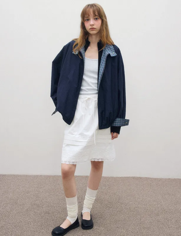 Navy Plaid Bomber Jacket-BESTSELLER sold by Pixie Market