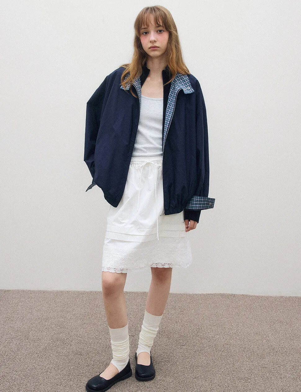 Navy Plaid Bomber Jacket-BESTSELLER sold by Pixie Market