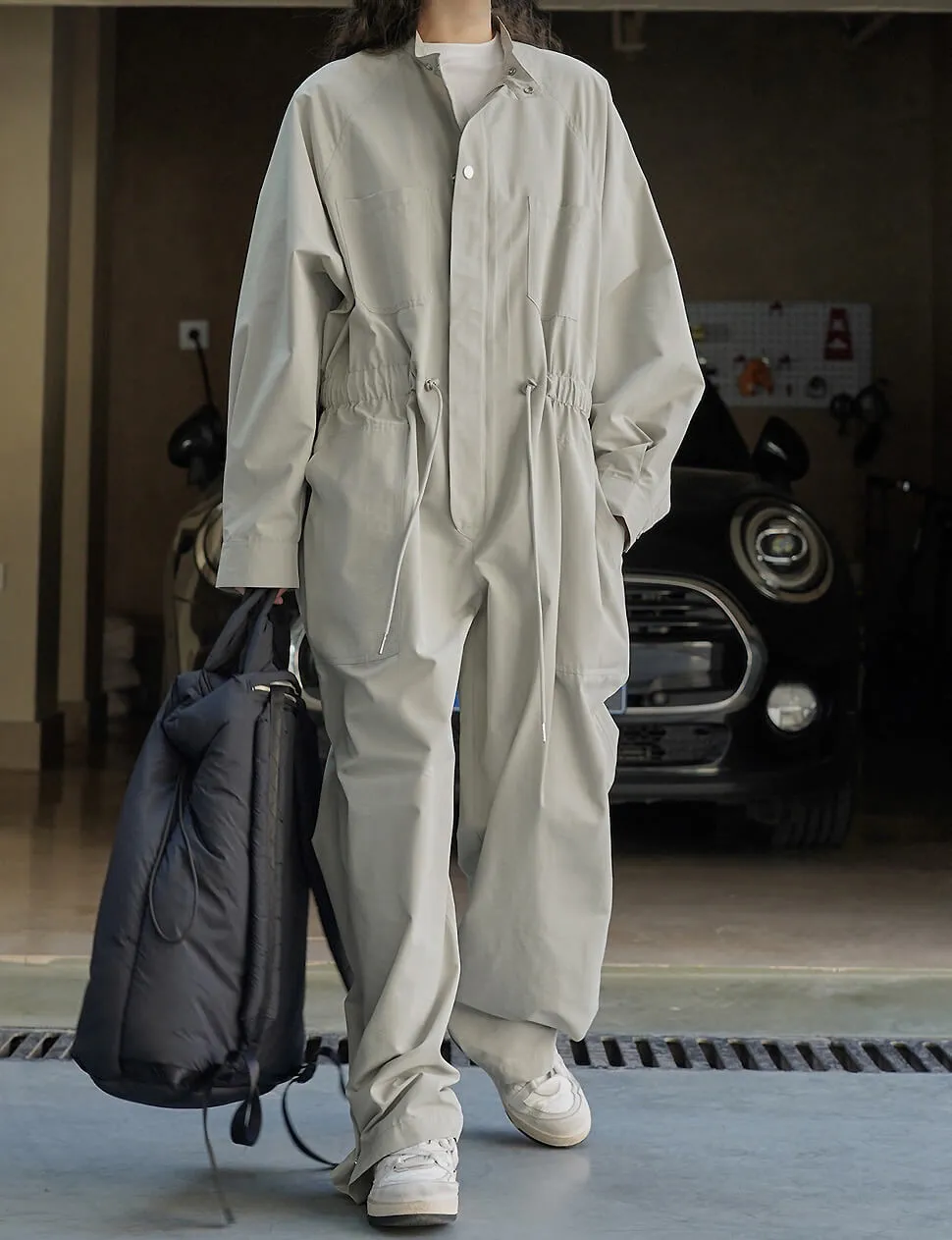 Grey Oversized Parachute Jumpsuit-PREORDER sold by Pixie Market