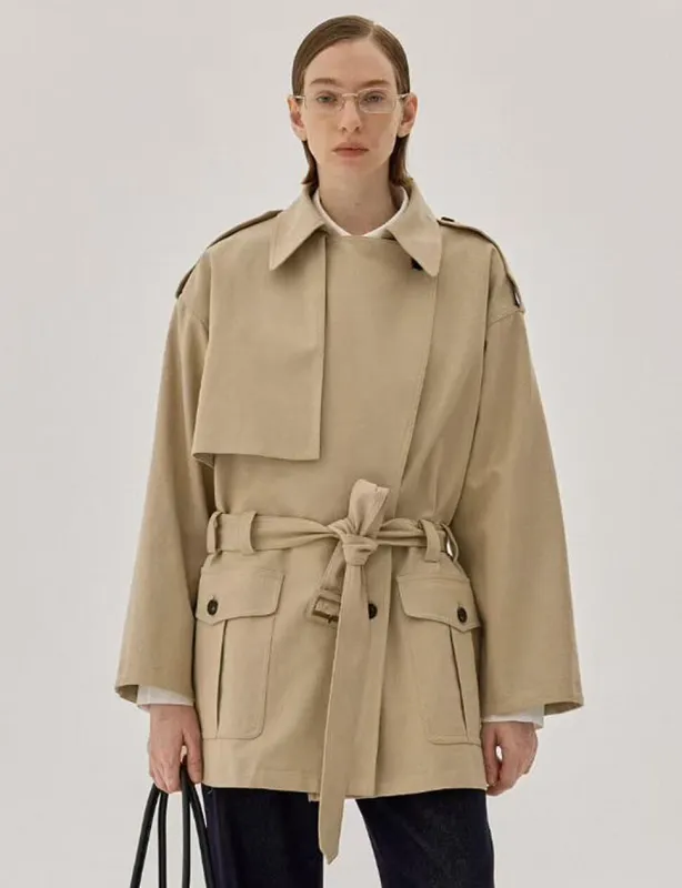 Tan Pocket Trench Jacket-PREORDER sold by Pixie Market