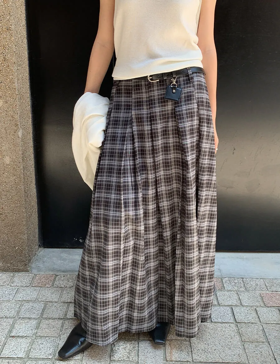 Grey Plaid Belted Skirt sold by Pixie Market product image thumbnail 2