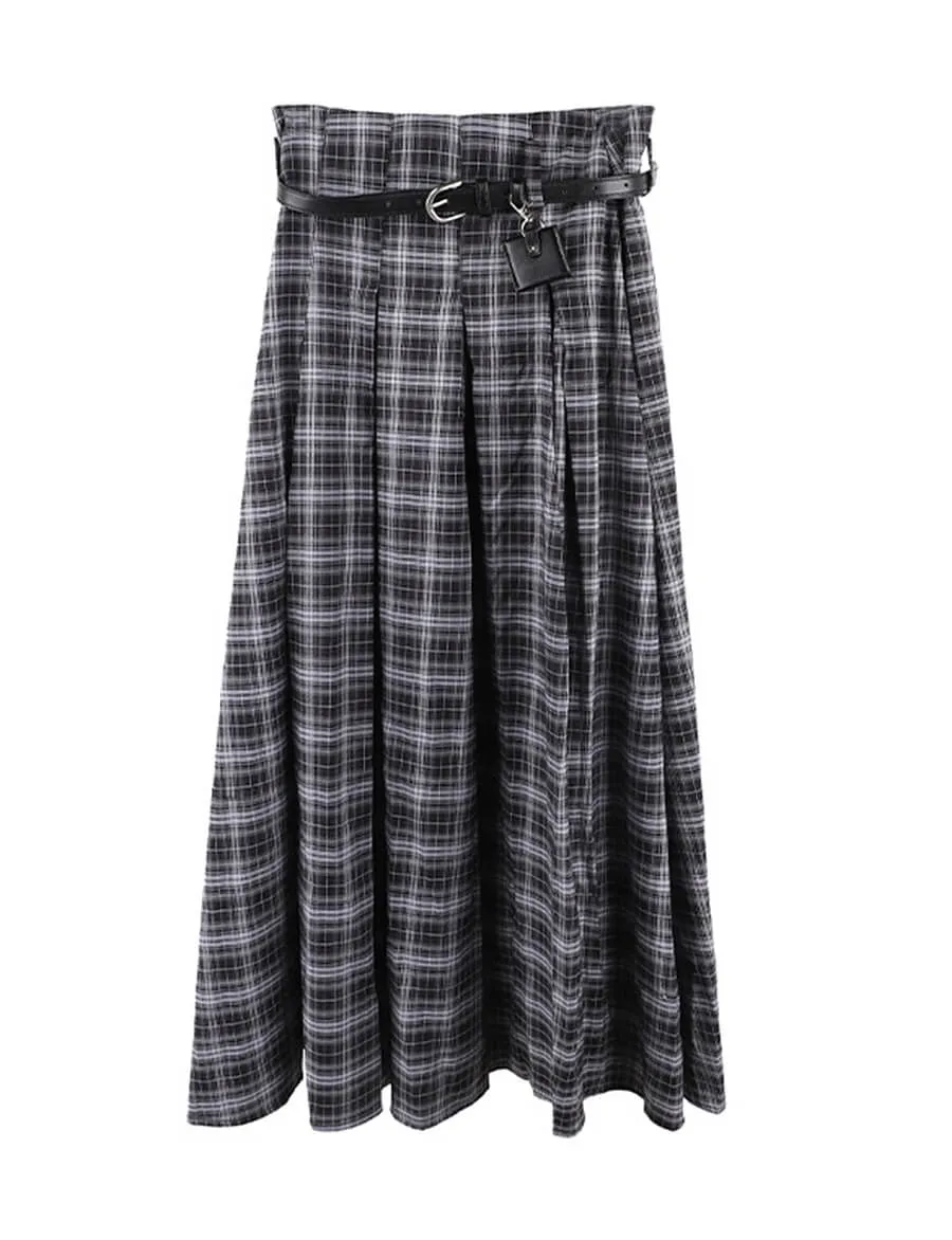 Grey Plaid Belted Skirt sold by Pixie Market product image thumbnail 3